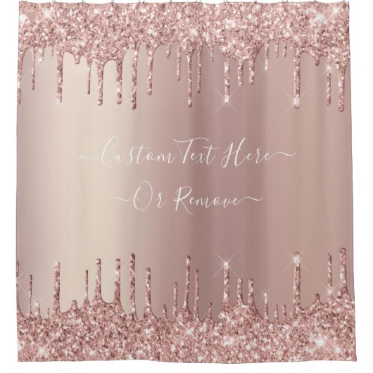 Roos Gold Glitter Shower Curtain - aangepaste teks Douchegordijn (Voorkant)