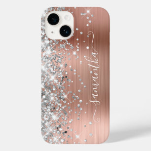 Roos Gold Glitter Silver Glam Girly Handtekening Case-Mate iPhone 14 Hoesje