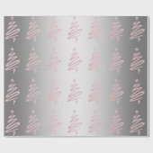 Roos Gold Glitter & Silver-kerstboompatroon Cadeaupapier (Vlak)