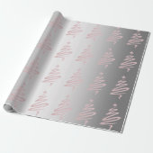 Roos Gold Glitter & Silver-kerstboompatroon Cadeaupapier (Uitgerold)