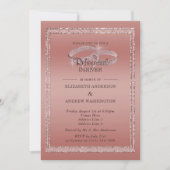 Roos Gold Glitter & Silver Rings Rehearings Dinner Kaart (Voorkant)