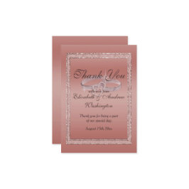 Roos Gold Glitter & Silver Wedding Rings Bedankkaart