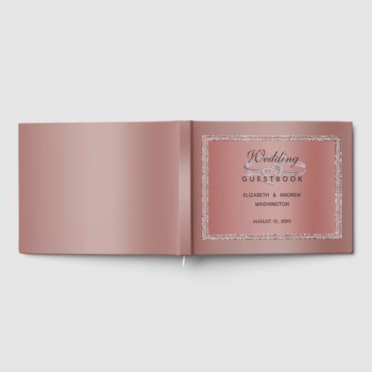 Roos Gold Glitter & Silver Wedding Rings Gastenboek (Volledig)