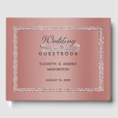 Roos Gold Glitter & Silver Wedding Rings Gastenboek (Voorkant)
