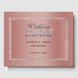 Roos Gold Glitter & Silver Wedding Rings Gastenboek