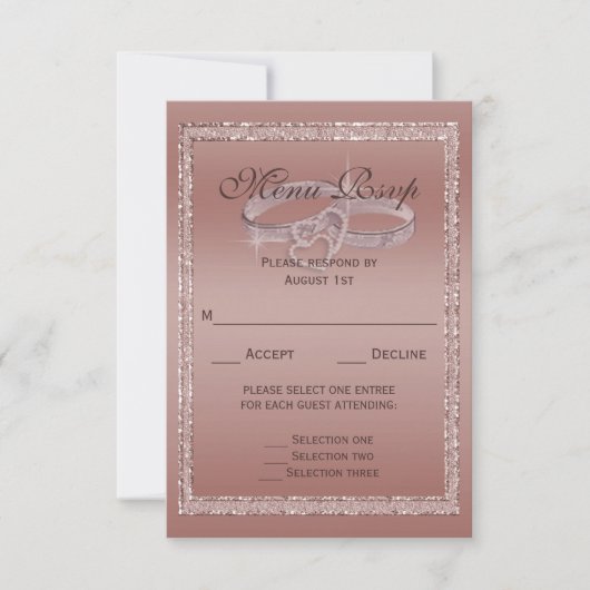 Roos Gold Glitter, Silver Wedding Rings Menu (Voorkant)