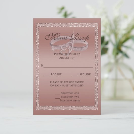 Roos Gold Glitter, Silver Wedding Rings Menu (Staand voorkant)