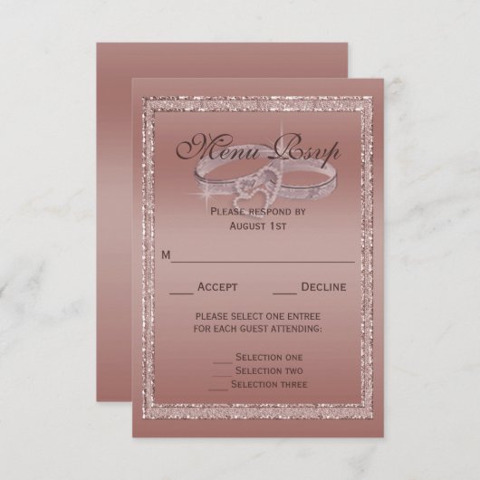 Roos Gold Glitter, Silver Wedding Rings Menu (Voorkant / Achterkant)