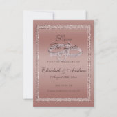 Roos Gold Glitter & Silver Wedding Rings Save The Date (Voorkant)