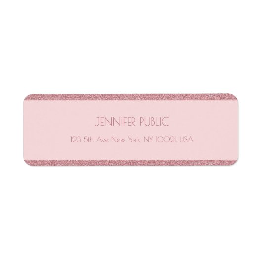 Roos Gold Glitter Sjabloon Trendy Return Address Etiket (Voorkant)