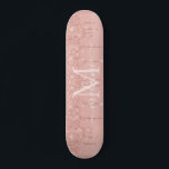 Roos Gold Glitter Skateboard Aangepaste Naam Lette<br><div class="desc">Skateboards met gepersonaliseerde Monogram Aangepaste Letter en Naam Tekst Roos Gouden Blush Glitter Sparkle Aangepaste Verjaardag - Jubileum of bruiloft Skateboard / Gift / Suppliest - Uw Letter / Naam toevoegen - Tekst of Verwijderen - Maak Uw Speciale Gift - Vergroot en verplaats of verwijder en voeg tekst / elementen...</div>