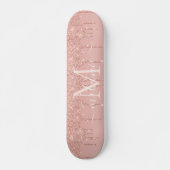 Roos Gold Glitter Skateboard Aangepaste Naam Lette (Voorkant)