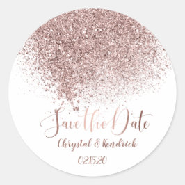 Roos Gold Glitter Sla de datumenvelopzegel op Ronde Sticker