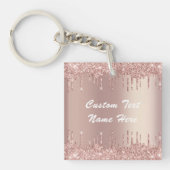 Roos Gold Glitter Sleutelhanger met aangepaste tek (Voorkant)
