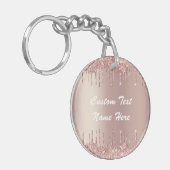 Roos Gold Glitter Sleutelhanger met aangepaste tek (Voorkant Links)