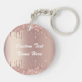 Roos Gold Glitter Sleutelhanger met aangepaste tek (Achterkant)