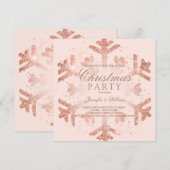 Roos Gold Glitter Snowflake Xmas Holiday Kaart (Voorkant / Achterkant)