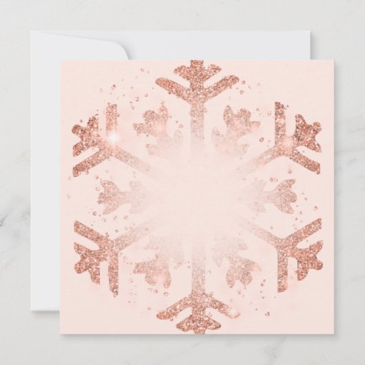 Roos Gold Glitter Snowflake Xmas Holiday Kaart (Achterkant)