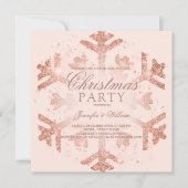 Roos Gold Glitter Snowflake Xmas Holiday Kaart (Voorkant)