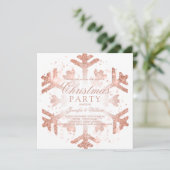 Roos Gold Glitter Snowflake Xmas Holiday Party IV Kaart (Staand voorkant)