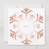 Roos Gold Glitter Snowflake Xmas Holiday Party IV Kaart (Achterkant)
