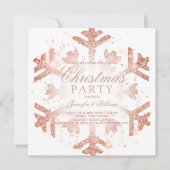 Roos Gold Glitter Snowflake Xmas Holiday Party IV Kaart (Voorkant)
