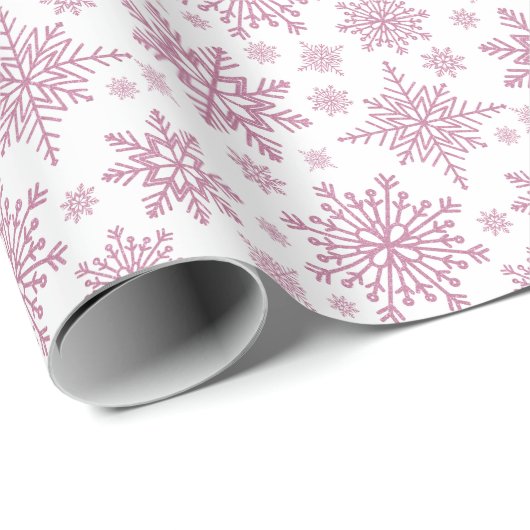 Roos Gold Glitter Snowflakes Cadeaupapier (Rol Hoek)