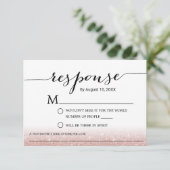 Roos Gold Glitter Song Request Wedding RSVP Kaartje (Staand voorkant)