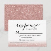 Roos Gold Glitter Song Request Wedding RSVP Kaartje (Voorkant / Achterkant)