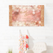 Roos Gold Glitter Sparkle Bokeh Pink Vrijgezellenf Spandoek (Insitu)
