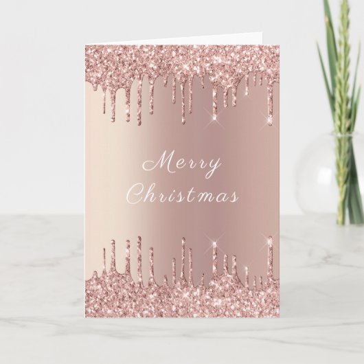 Roos Gold Glitter Sparkle Christmas Kaart (Voorkant)