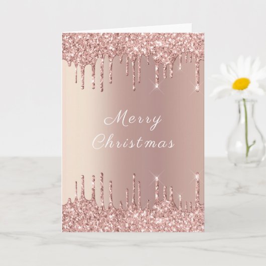 Roos Gold Glitter Sparkle Christmas Kaart (Kleine Plant)