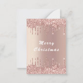 Roos Gold Glitter Sparkle Christmas Kaart Notitiekaartje (Voorkant)