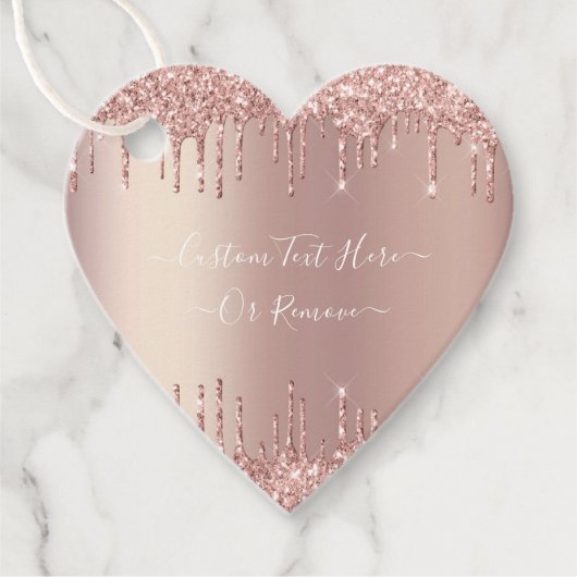 Roos Gold Glitter Sparkle Custom Text Gift Labels (Voorkant)