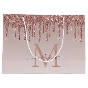 Roos Gold Glitter Sparkle Drift Monogram Manuscrip Groot Cadeauzakje