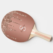 Roos Gold Glitter Sparkle Drift Monogram Naam Tafeltennisbatje (Zijkant)
