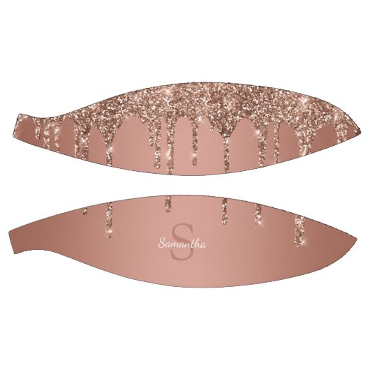 Roos Gold Glitter Sparkle Drip Monogram Naam Basketbal (Panelen)