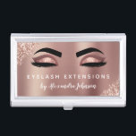 Roos Gold Glitter Sparkle Eyelash Extensions Visitekaarthouder<br><div class="desc">Blush Roze - Roos Gold Sparkly Glitter Eyelashes - Eyelash Extensions Salon Beauty Visitekaartje met witte lettertypografie voor het monogram op de achterzijde. De Blush Pink en Roos Gold Glitter Visitekaartjes zijn perfect voor een moderne en elegante Eyelashes (zweetjes), Eyebrows (borduren), Microblading of Threading. Het beroep kan worden gewijzigd om...</div>