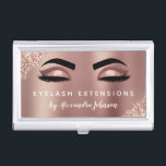 Roos Gold Glitter Sparkle Eyelash Extensions Visitekaarthouder<br><div class="desc">Blush Roze - Roos Gold Sparkly Glitter Eyelashes - Eyelash Extensions Salon Beauty Visitekaartje met witte lettertypografie voor het monogram op de achterzijde. De Blush Pink en Roos Gold Glitter Visitekaartjes zijn perfect voor een moderne en elegante Eyelashes (zweetjes), Eyebrows (borduren), Microblading of Threading. Het beroep kan worden gewijzigd om...</div>