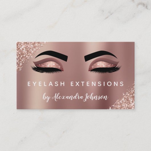 Roos Gold Glitter Sparkle Eyelash Extensions Visitekaartje (Voorkant)