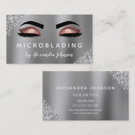 Roos Gold Glitter Sparkle Eyelashes Microblading Visitekaartje (Voorkant / Achterkant)