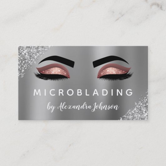 Roos Gold Glitter Sparkle Eyelashes Microblading Visitekaartje (Voorkant)