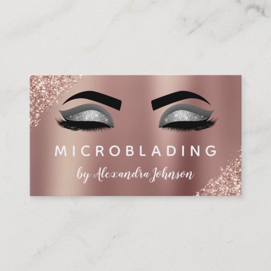 Roos Gold Glitter Sparkle Eyelashes Microblading Visitekaartje (Voorkant)