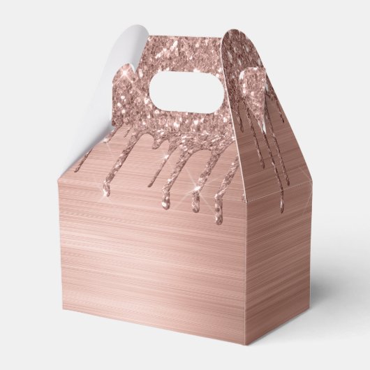 Roos Gold Glitter Sparkle Eyelashes Monogram Naam Bedankdoosjes (Achterkant)