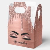 Roos Gold Glitter Sparkle Eyelashes Monogram Naam Bedankdoosjes (Geopend)