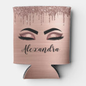 Roos Gold Glitter Sparkle Eyelashes Monogram Naam Blikjeskoeler (Voorkant)