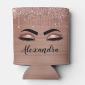 Roos Gold Glitter Sparkle Eyelashes Monogram Naam Blikjeskoeler (Achterkant)