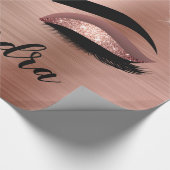 Roos Gold Glitter Sparkle Eyelashes Monogram Naam Cadeaupapier (Hoek)