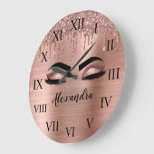 Roos Gold Glitter Sparkle Eyelashes Monogram Naam Grote Klok (Hoek)