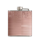 Roos Gold Glitter Sparkle Eyelashes Monogram Naam Heupfles (Achterkant)